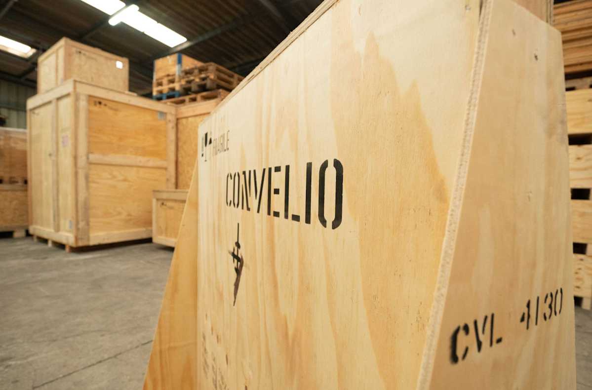 Fine-art handlers coordinating a specialized artwork shipment